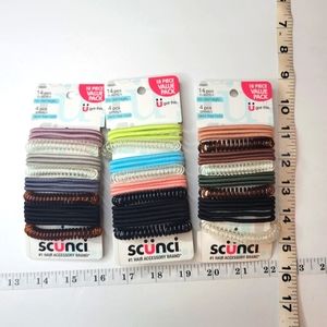 3 18pc packs Scunci hair ties & spirals 54 piece total(42 elastics & 12 spirals)